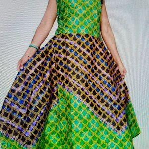 OSFM wrap dress with scarf; soft wax material